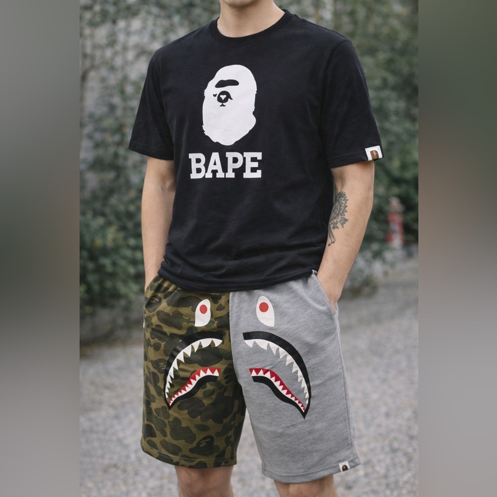 Bape The Bathing Ape Split Camo Shark Shorts. Small/Medium.